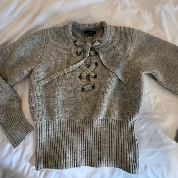 ISABEL MARANT Laley lace-up ribbed wool-blend sweater Size FR 38 US 6 SEE NOTES - Picture 3 of 8